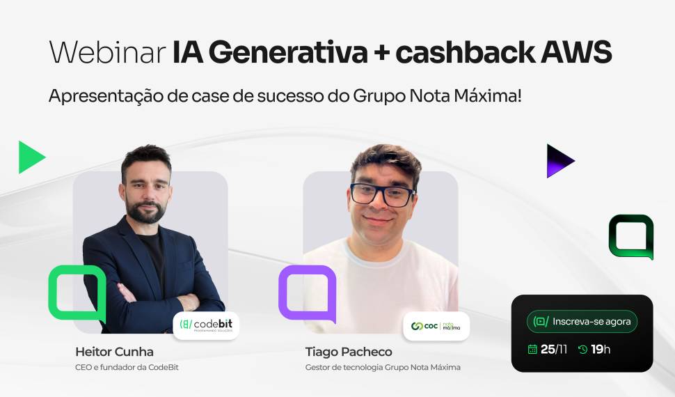 Webinar “IA Generativa + cashback AWS” está com inscrições abertas